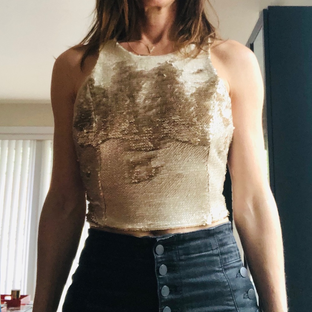 Zara Gold sequin top - Picture 2 of 5